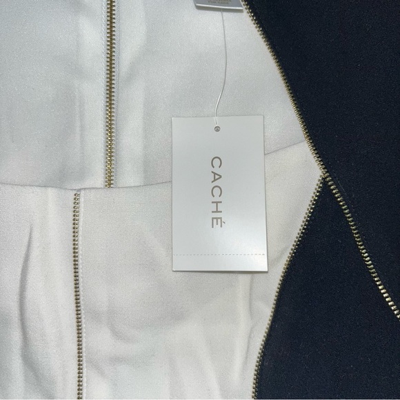 NWT Cache Black & White Full Zip Cocktail Dress - Picture 5 of 5